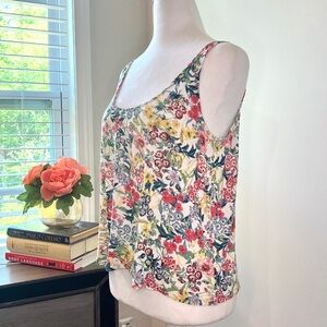 H&M Pink and Red Floral Crop Tank Top